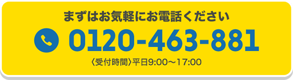 0120-463-881　〈受付時間〉平日9:00～17:00