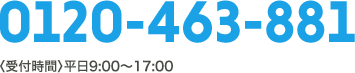 0120-463-881 〈受付時間〉平日9:00～17:00